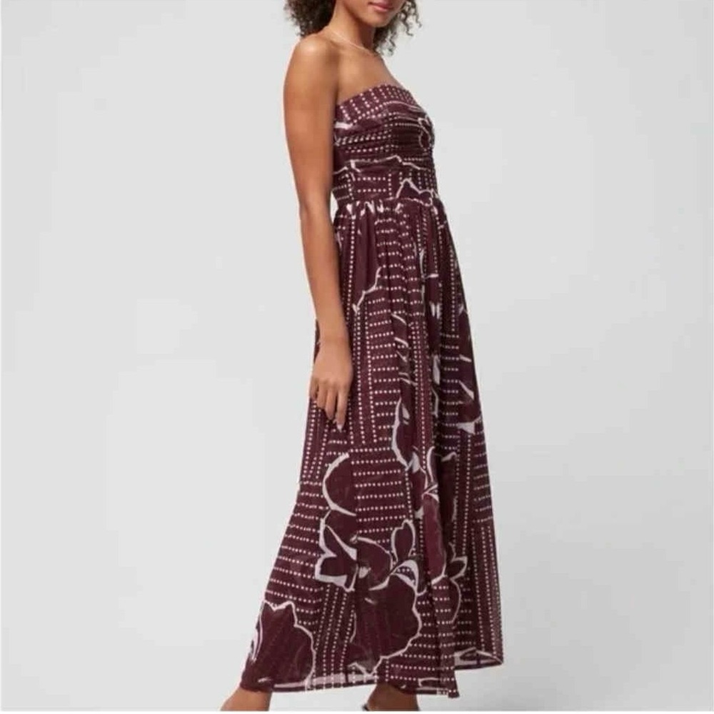 White House Black Market Strapless Burgundy Dress